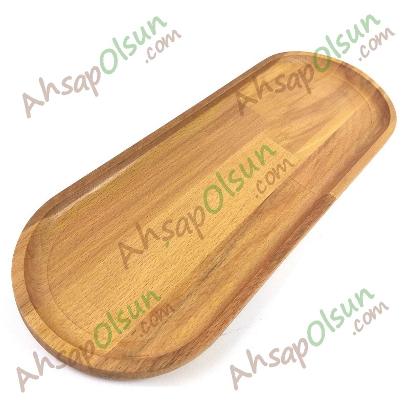Ahşap Oval Tabak Kayık · 44x16 cm