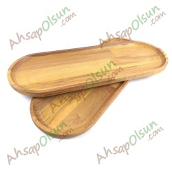 Ahşap Oval Tabak Kayık · 44x16 cm