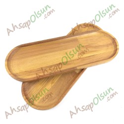 Ahşap Oval Tabak Kayık · 44x16 cm