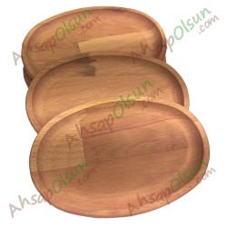 Ahşap Elips Meze Tabak · 20,7x14 cm