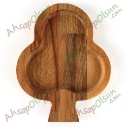 Ahşap Tabak · İskambil Sinek · 16,5x13 cm