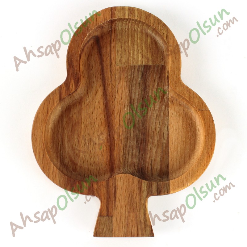 Ahşap Tabak · İskambil Sinek · 16,5x13 cm