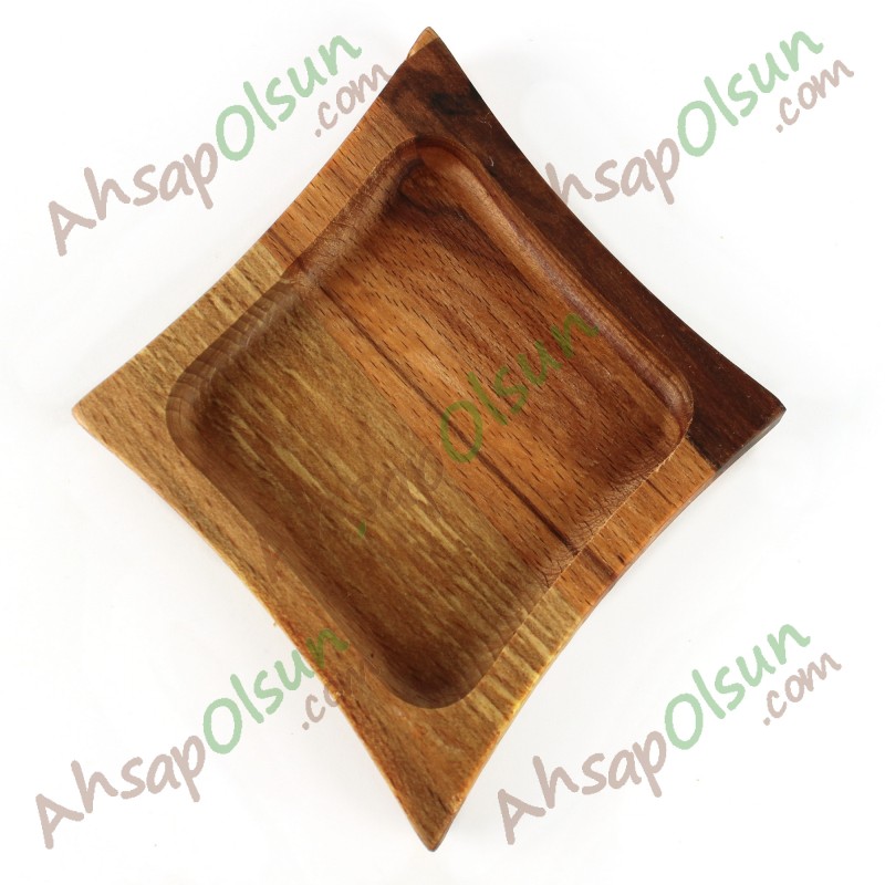 Ahşap Tabak · İskambil Sinek · 17x14 cm