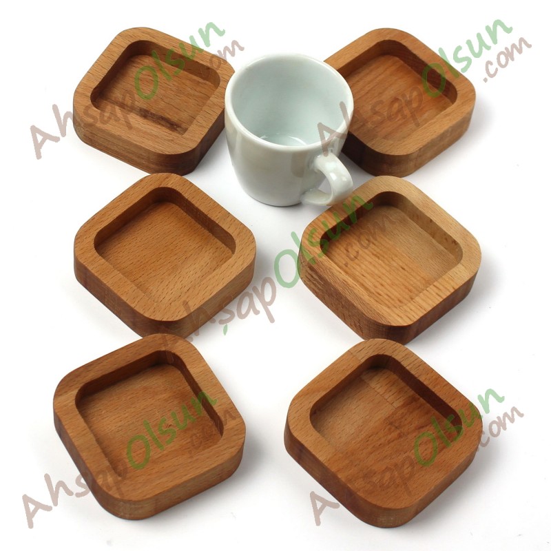 Ahşap Sosluk Lokumluk Kare · 7x7 cm