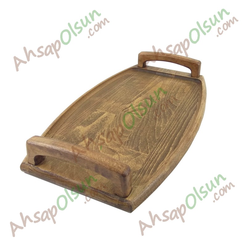 Ahşap Saplı Tepsi Büyük · Vernikli · 41,5x25 cm Ahşap Saplı Tepsi Büyük · Vernikli · 41,5x25 cm