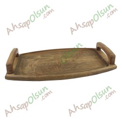 Ahşap Saplı Tepsi Büyük · Vernikli · 41,5x25 cm Ahşap Saplı Tepsi Büyük · Vernikli · 41,5x25 cm
