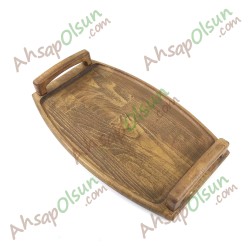 Ahşap Saplı Tepsi Büyük · Vernikli · 41,5x25 cm Ahşap Saplı Tepsi Büyük · Vernikli · 41,5x25 cm