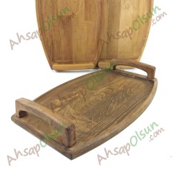 Ahşap Saplı Tepsi Büyük · Vernikli · 41,5x25 cm Ahşap Saplı Tepsi Büyük · Vernikli · 41,5x25 cm