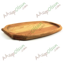 Ahşap Kulplu Oval Tepsi No:1 · 32x15 cm