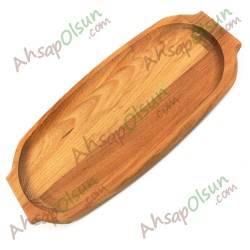 Ahşap Kulplu Oval Tepsi No:1 · 32x15 cm