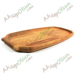 Ahşap Kulplu Oval Tepsi No:2 · 38x16 cm