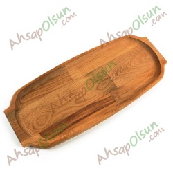 Ahşap Kulplu Oval Tepsi No:2 · 38x16 cm