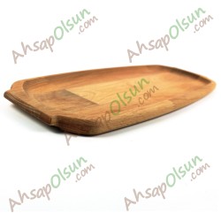 Ahşap Kulplu Oval Tepsi No:3 · 44x17 cm