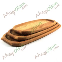 Ahşap Kulplu Oval Tepsi No:3 · 44x17 cm Ahşap Kulplu Oval Tepsi No:3 · 44x17 cm