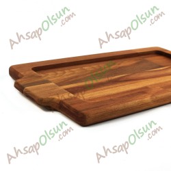 Ahşap Kulplu Tepsi No:1 · 38x20 cm