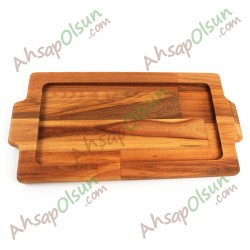 Ahşap Kulplu Tepsi No:1 · 38x20 cm