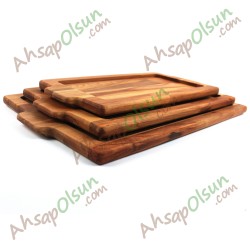 Ahşap Kulplu Tepsi No:1 · 38x20 cm