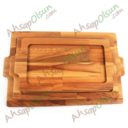 Ahşap Kulplu Tepsi No:3 · 48x30 cm