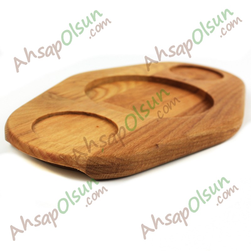 Ahşap Sahan Altı · 2 Sosluk bölümlü · 29,5x17 cm Ahşap Sahan Altı · 2 Sosluk bölümlü · 29,5x17 cm
