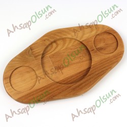 Ahşap Sahan Altı · 2 Sosluk bölümlü · 29,5x17 cm Ahşap Sahan Altı · 2 Sosluk bölümlü · 29,5x17 cm