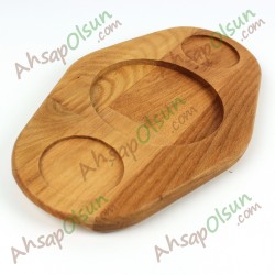 Ahşap Sahan Altı · 2 Sosluk bölümlü · 29,5x17 cm Ahşap Sahan Altı · 2 Sosluk bölümlü · 29,5x17 cm