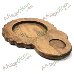 Ahşap Papatya Künefe Servis Tabak · Ceviz renk 30,3x23 cm