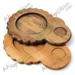Ahşap Papatya Künefe Servis Tabak · Ceviz renk 30,3x23 cm Ahşap Papatya Künefe Servis Tabak · Ceviz renk 30,3x23 cm
