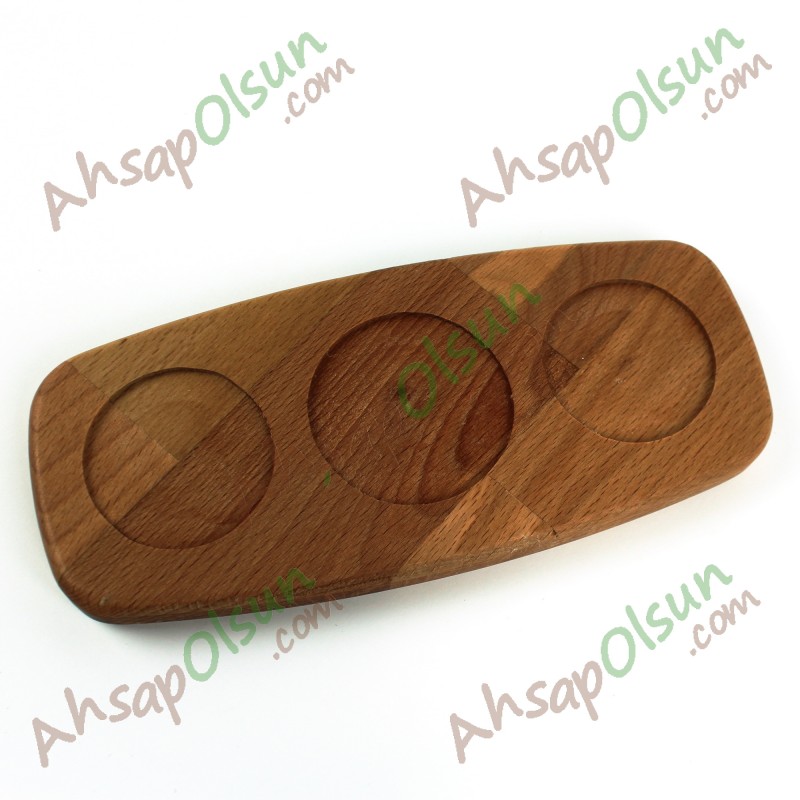 Ahşap 3 Göz Menaj Altlık · 22,2x9,2 cm