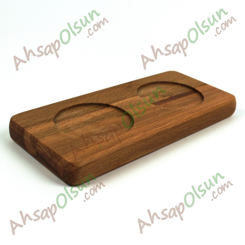Ahşap 2 Göz Menaj Altlık · 18,2x8,4 cm
