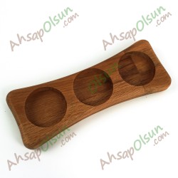 Ahşap 3 Göz Menaj Altlık · 16,2x6,2 cm