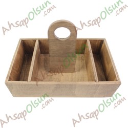 Ahşap Çok Gözlü Masa Düzenleyici Menaj Setup · 29x18 h:20 cm