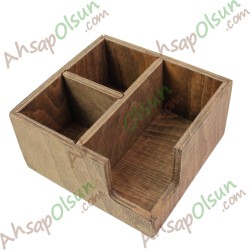Ahşap Çok Gözlü Masa Düzenleyici Menaj Setup Stand· 16,5x16 h:8 cm