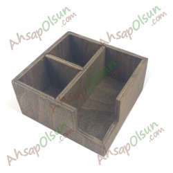 Ahşap Çok Gözlü Masa Düzenleyici Menaj Setup Stand· 16,5x16 h:8 cm Ahşap Çok Gözlü Masa Düzenleyici Menaj Setup Stand· 16,5x16 h:8 cm