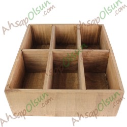 Ahşap Çok Gözlü Masa Düzenleyici · Çay Kutusu 27x22 h:8,5 cm