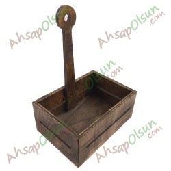 Ahşap Peçetetelik, Tuzluk, Şekerlik Menaj Takımı · Ketçap Mayonez stand · 17,5x13 h:24 cm