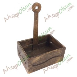 Ahşap Çok Gözlü Masa Düzenleyici · Baharat Peçete Ketçap Mayonez stand · 17,5x13 h:24 cm