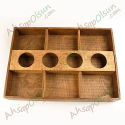 Ahşap Sos Hazneli Çok Gözlü Sunum Tepsisi · 45x32cm