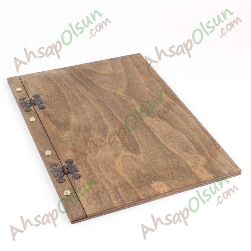 Ahşap Menü A4 · Vidalı Menteşli · 33x24cm