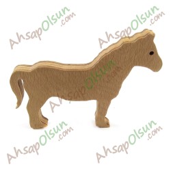 Neşeli Ahşap Hayvan Figürleri · At 15,1x12,6 cm