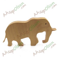 Neşeli Ahşap Hayvan Figürleri · Fil · 19,2x11,8 cm