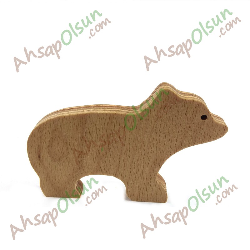Neşeli Ahşap Hayvan Figürleri · Ayı · 13,3x9,3 cm