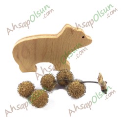 Neşeli Ahşap Hayvan Figürleri · Ayı · 13,3x9,3 cm