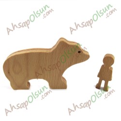 Neşeli Ahşap Hayvan Figürleri · Ayı · 13,3x9,3 cm
