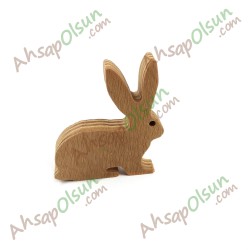 Neşeli Ahşap Hayvan Figürleri · Tavşan · 8,1x6,9 cm