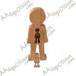 Ahşap iç içe Adam Eğitim / Psikoloji Obje 23,5x8,2 cm