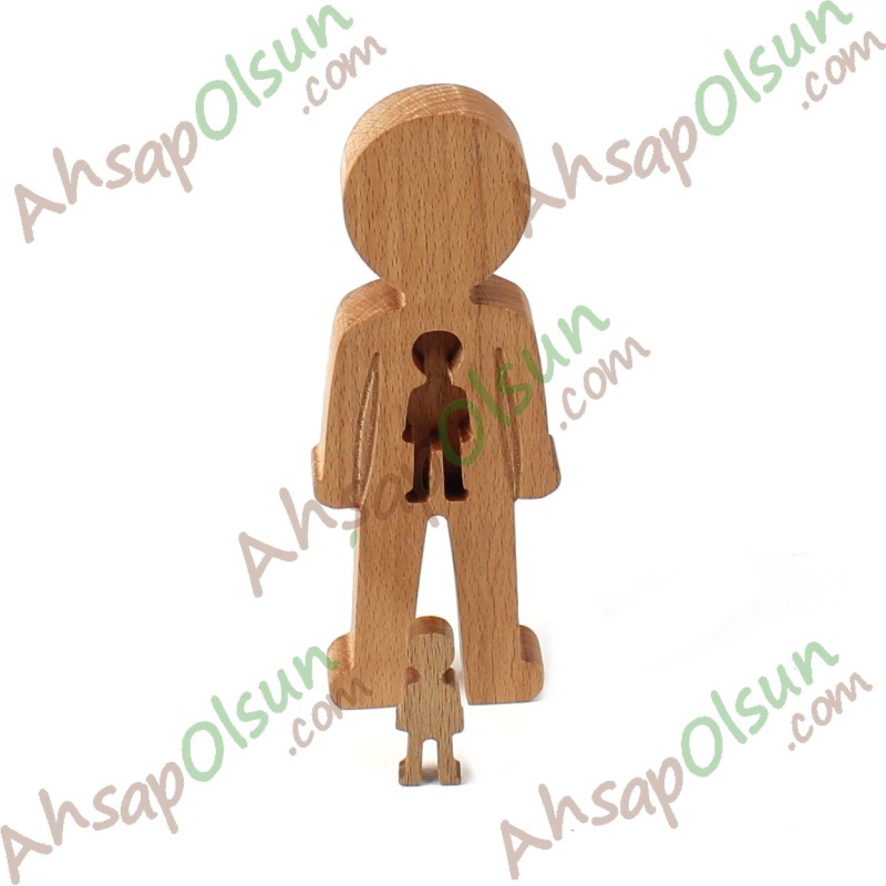 Ahşap iç içe Adam Eğitim / Psikoloji Obje 23,5x8,2 cm