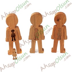 Ahşap iç içe Adam Eğitim / Psikoloji Obje 23,5x8,2 cm
