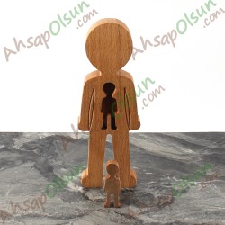 Ahşap iç içe Adam Eğitim / Psikoloji Obje 23,5x8,2 cm