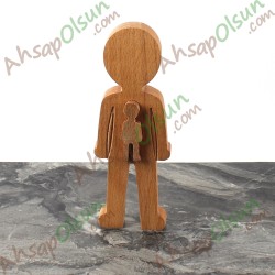Ahşap iç içe Adam Eğitim / Psikoloji Obje 23,5x8,2 cm