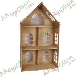 Ahşap (MDF) Oyun Evi Büyük Boy · Geçmeli · 67x25 h:113 cm